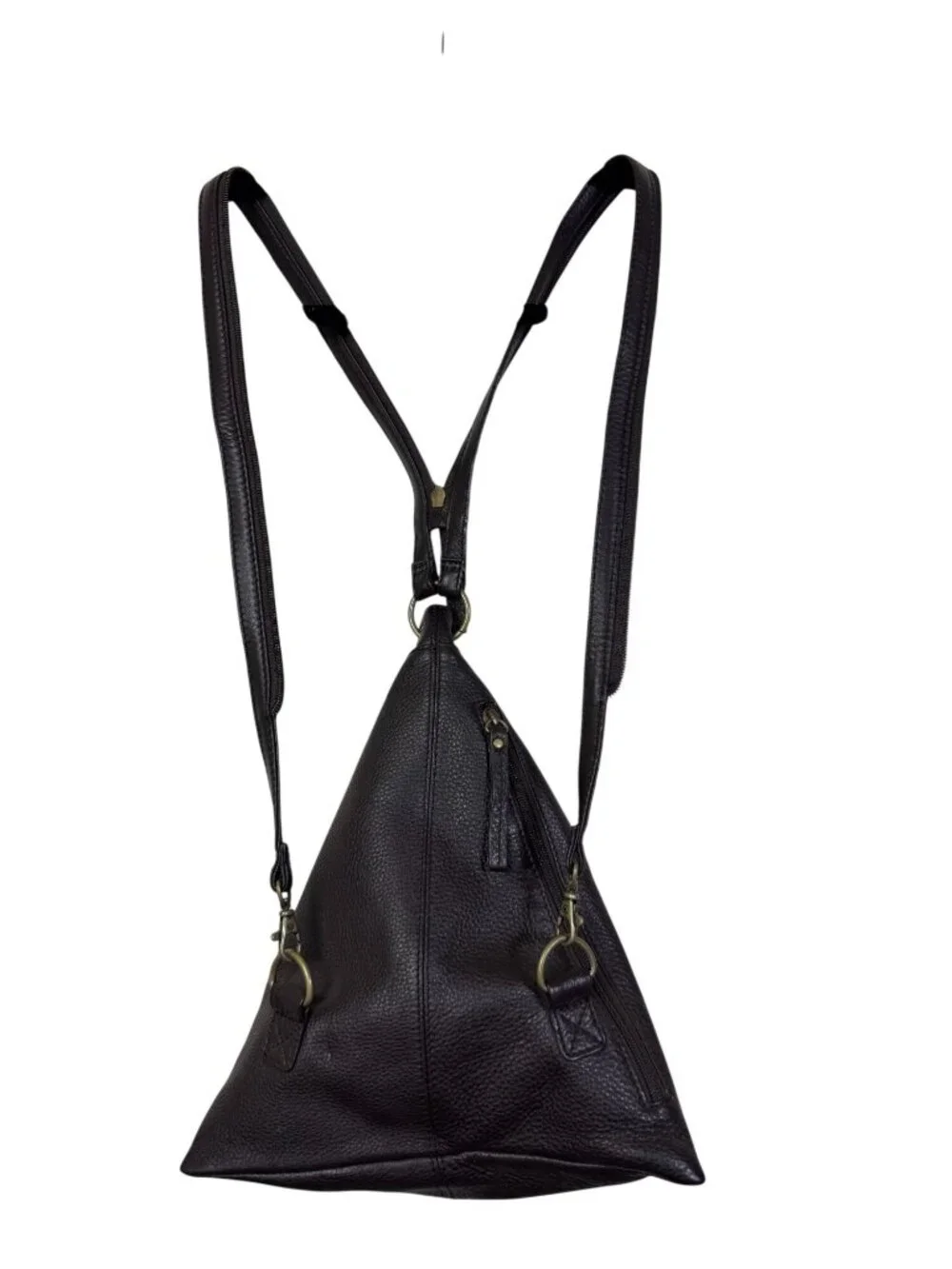 Hobo International Chocolate Brown Leather Sling Backpack Zip strap 12x11
